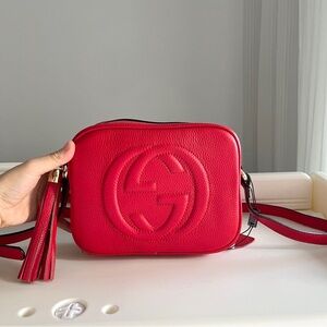 Gucci Red Pebbled Leather Crossbody with Tassel
